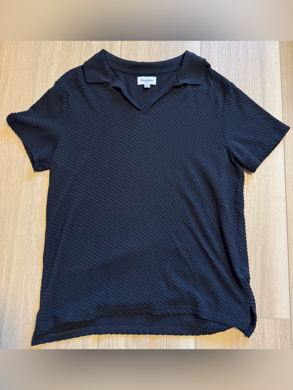 Goodfellow & Co Black Men's Textured Short-Sleeve Polo